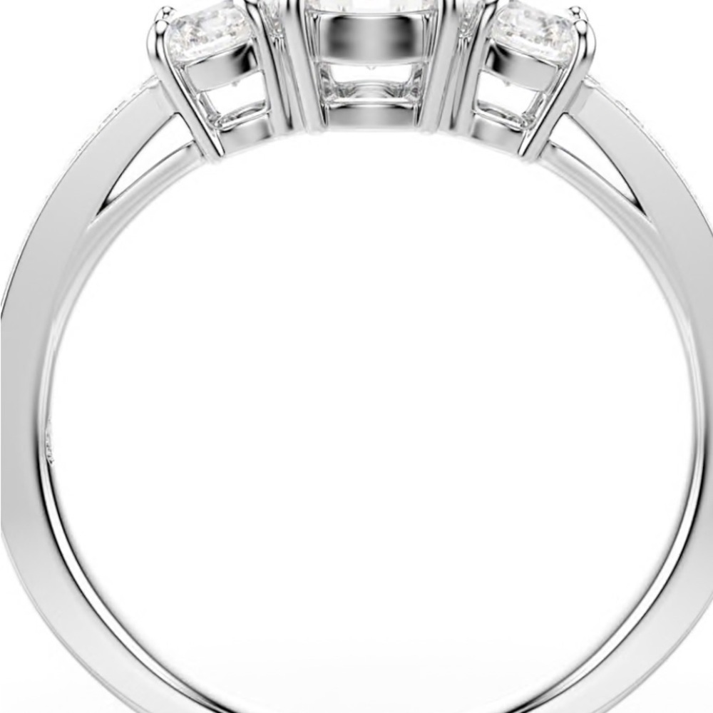 Swarovski Elegant Silver Triple Stone Ring BNIB - Picture 2 of 5